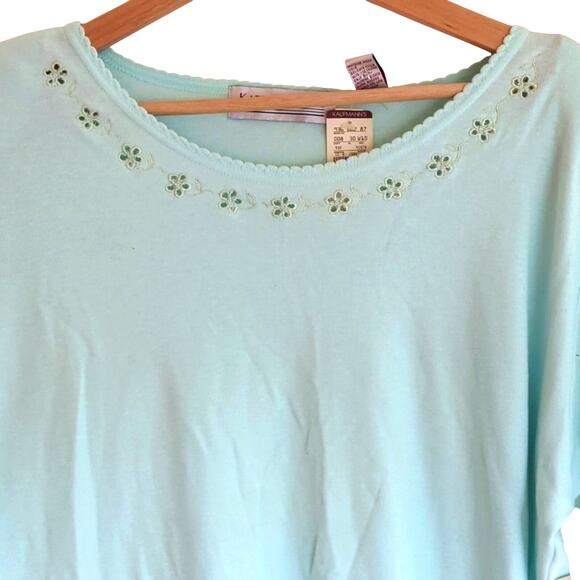 Karen Scott Light Blue T-Shirt | 1X NWT!  0076 - Picture 3 of 4